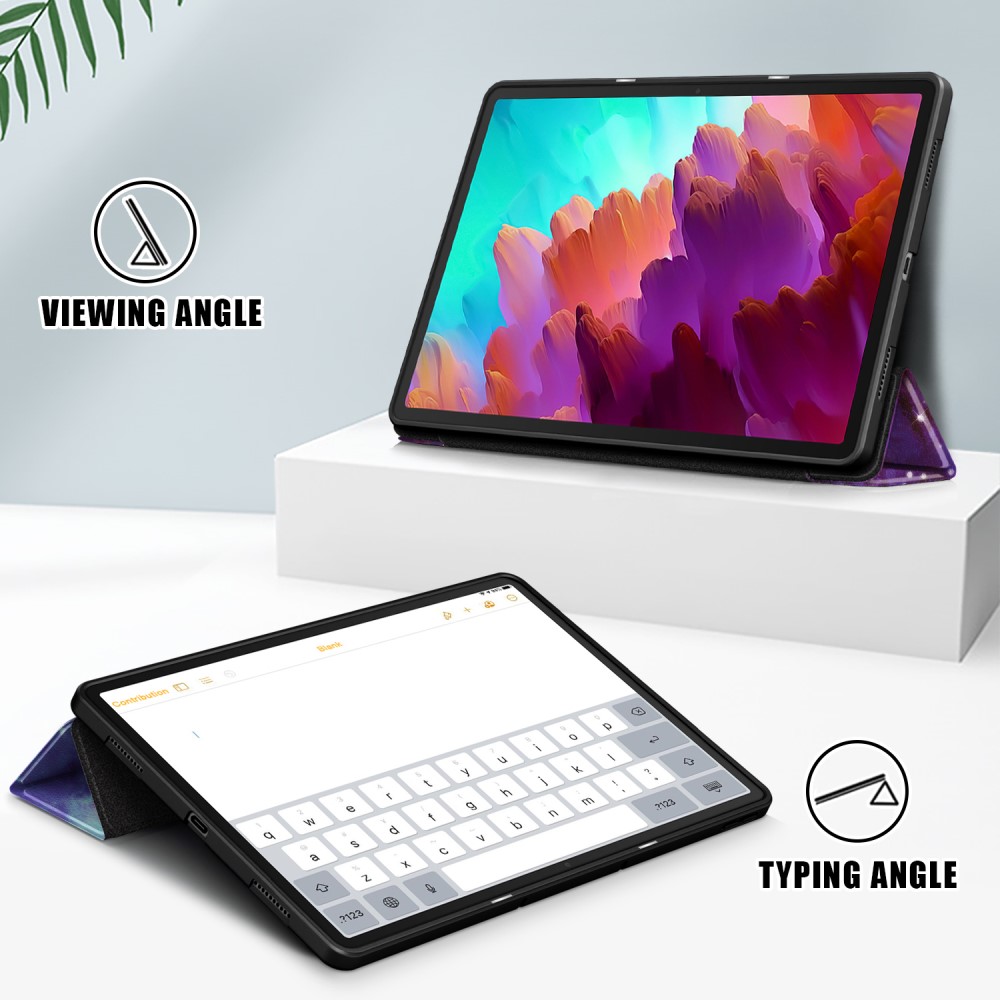  Lenovo Tab P12 Fodral Tri-Fold Läder Cosmic Space
