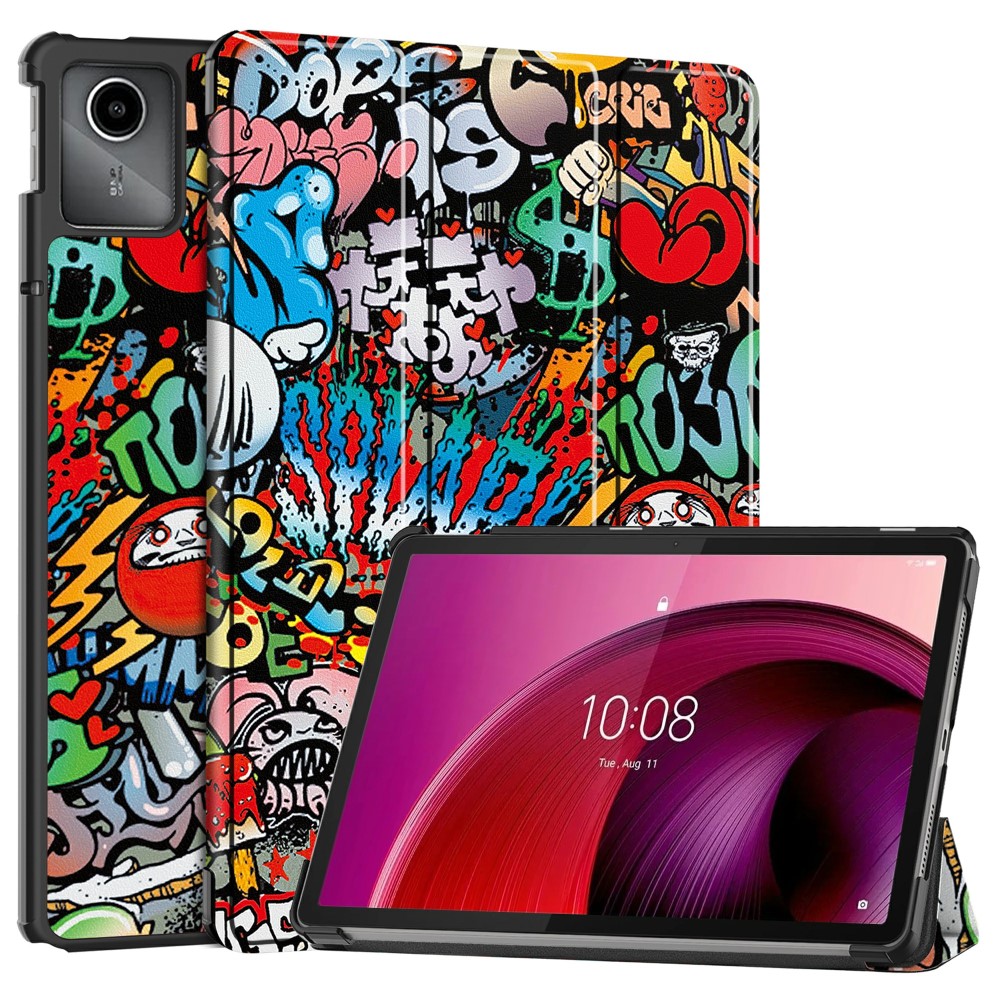  Lenovo Tab M11 Fodral Tri-Fold Läder Graffiti