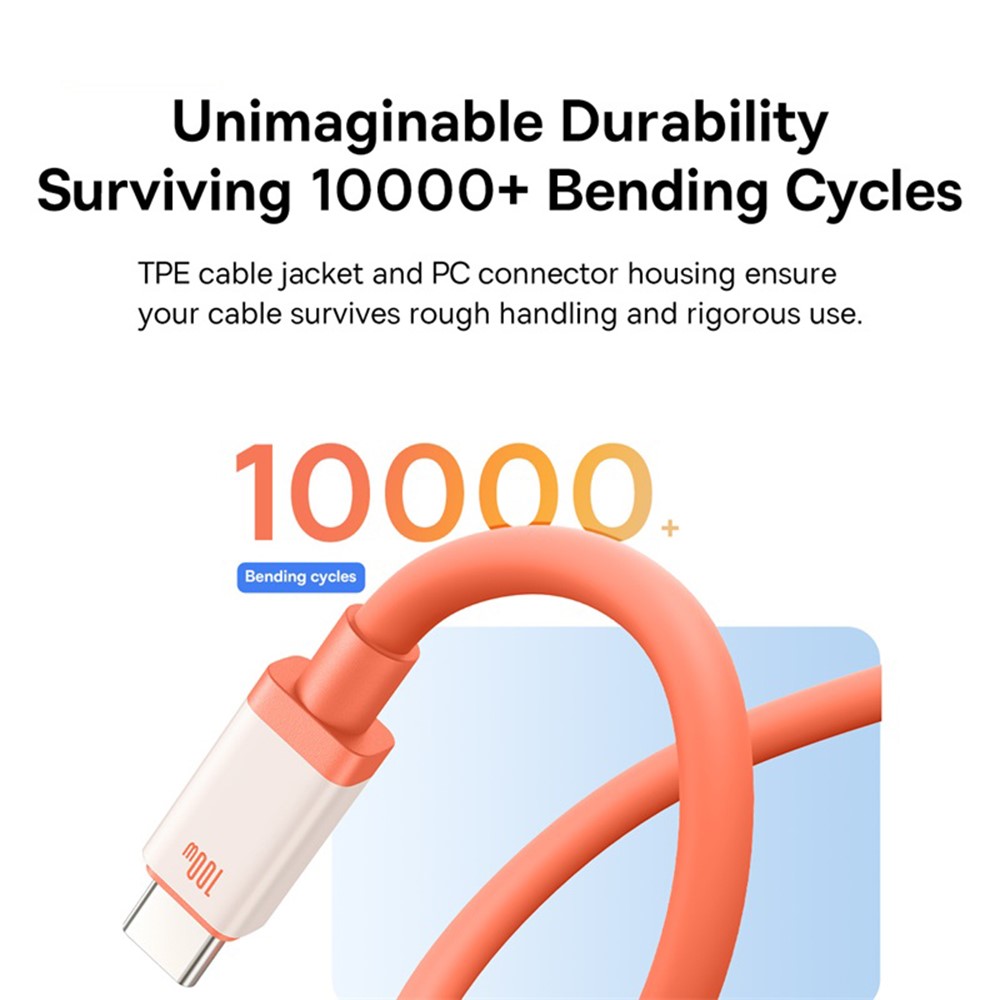 BASEUS Baseus 1m 100W PD USB-C Kabel Snabbladdning
