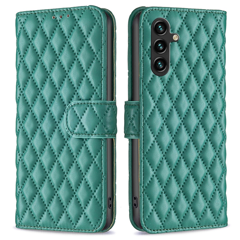  Samsung Galaxy A55 5G Fodral Diamond Läder Grön