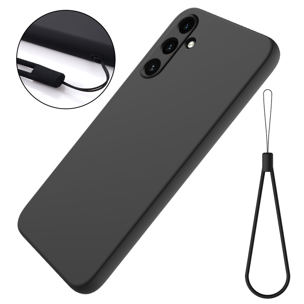  Galaxy A55 5G Skal Liquid Silicone Med Snodd Svart