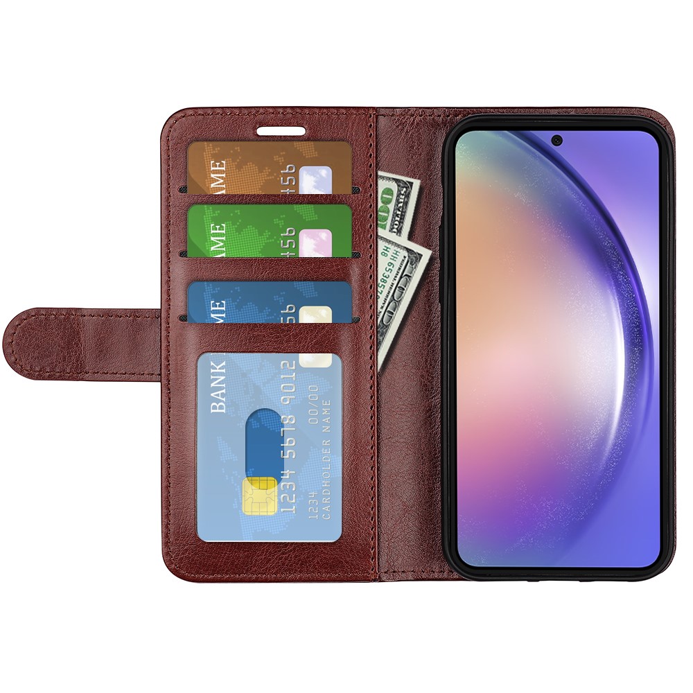  Samsung Galaxy A55 5G Fodral Crazy Horse Läder Brun