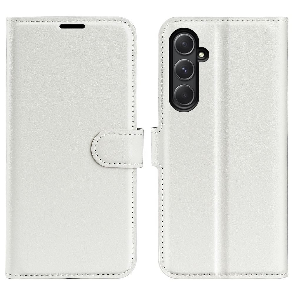  Samsung Galaxy A55 5G Fodral Litchi Läder Vit