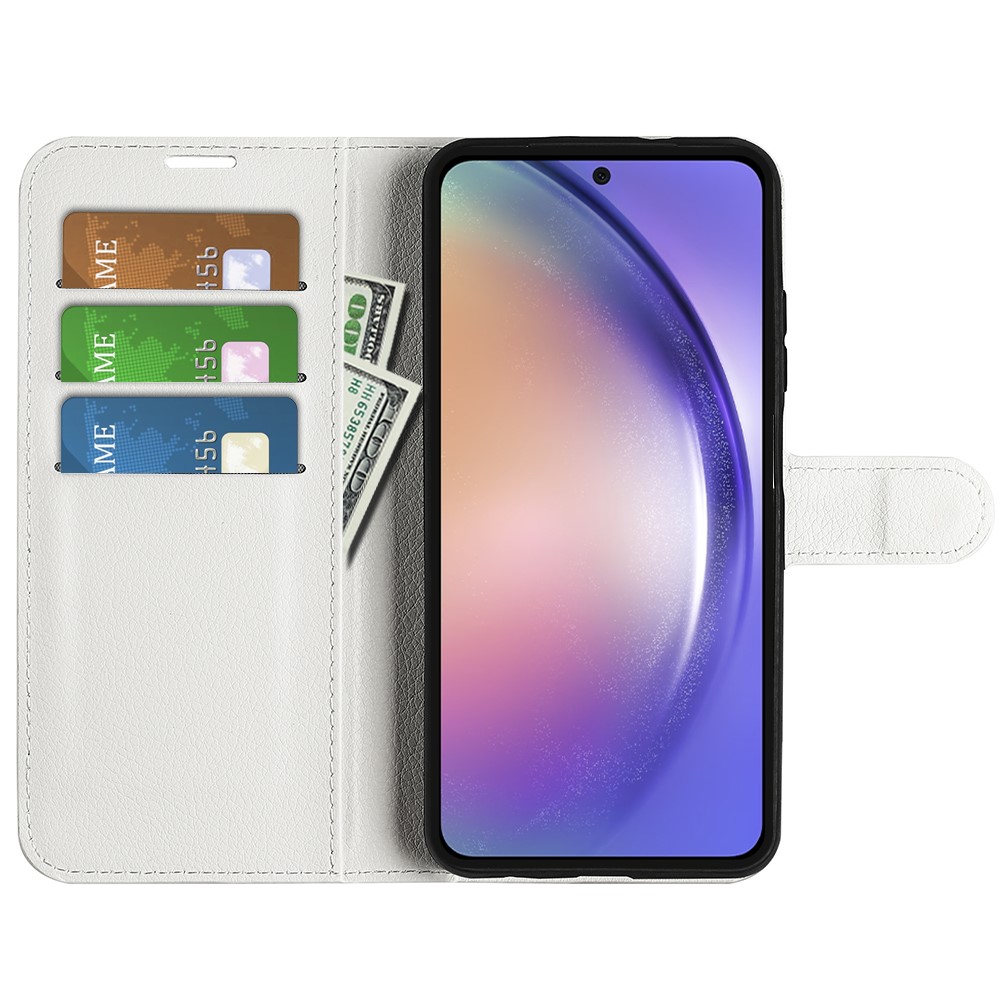  Samsung Galaxy A55 5G Fodral Litchi Läder Vit