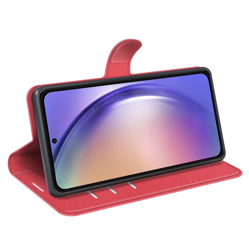  Samsung Galaxy A55 5G Fodral Litchi Läder Röd