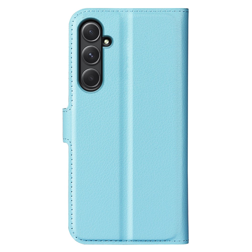  Samsung Galaxy A55 5G Fodral Litchi Läder Ljus Blå