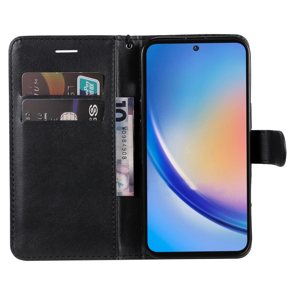  Samsung Galaxy A55 5G Fodral Solid Läder Svart