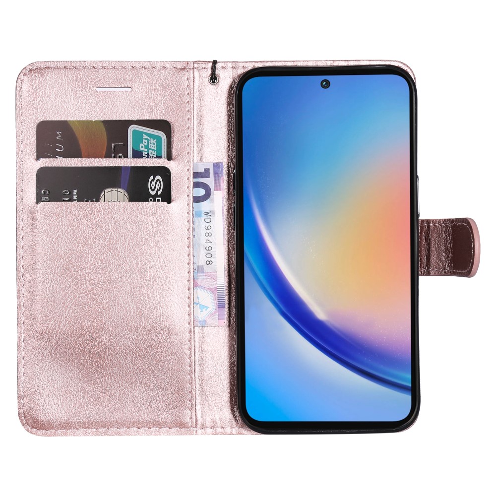  Samsung Galaxy A55 5G Fodral Solid Läder Roséguld