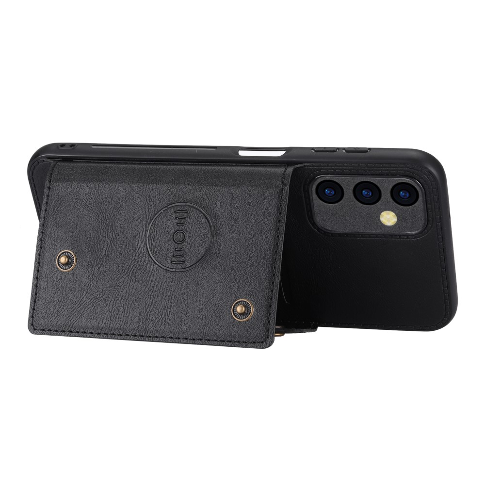  Galaxy A35 5G Skal Läder Med Kortfack Och Magnet Svart
