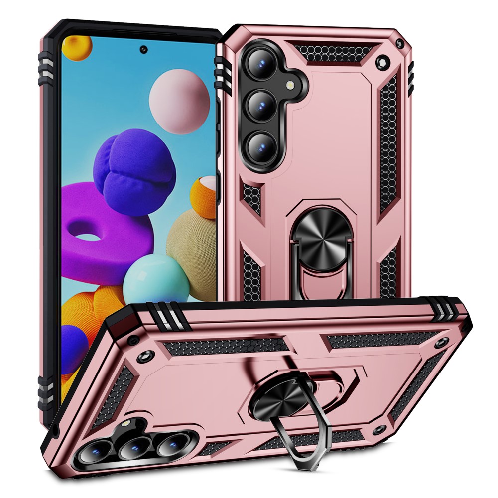  Samsung Galaxy A55 5G Skal Ring Armor Hybrid Roséguld