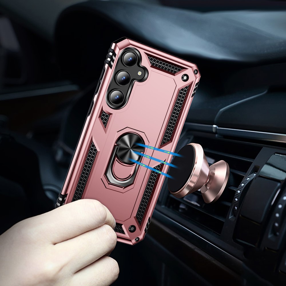  Samsung Galaxy A55 5G Skal Ring Armor Hybrid Roséguld
