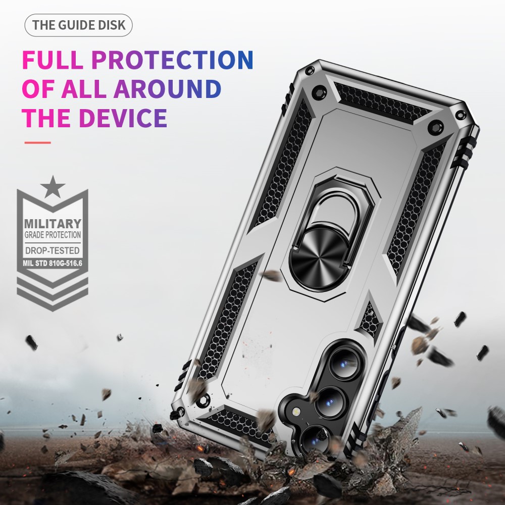  Samsung Galaxy A55 5G Skal Ring Armor Hybrid Silver