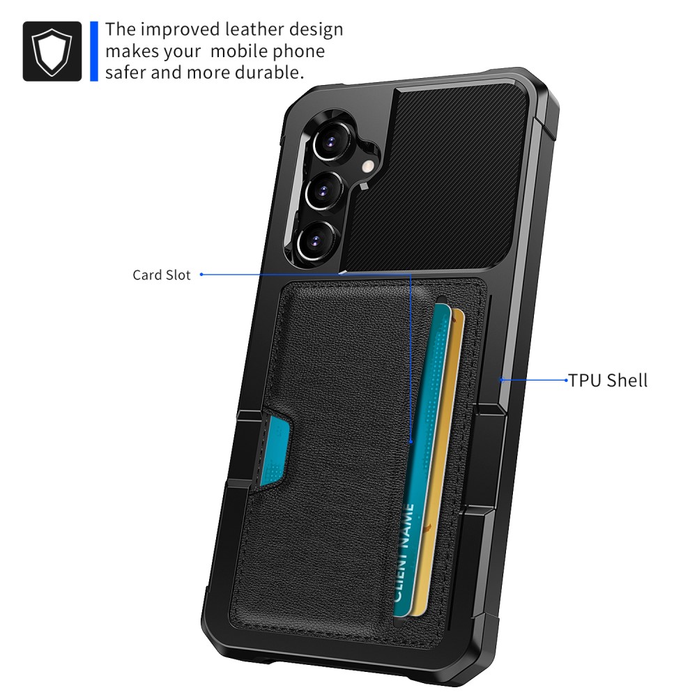  Samsung Galaxy A55 5G Skal Shockproof Med Kortfack Svart