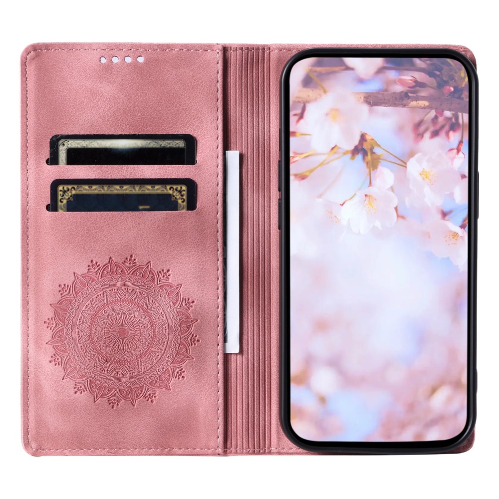  Samsung Galaxy A55 5G Fodral Mandala Flip Läder Roséguld