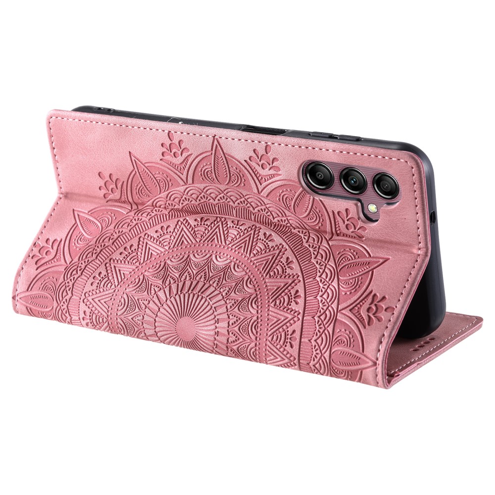  Samsung Galaxy A55 5G Fodral Mandala Flip Läder Roséguld