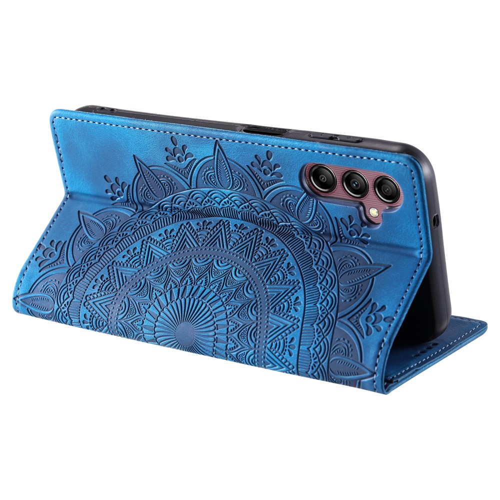  Samsung Galaxy A55 5G Fodral Mandala Flip Läder Blå