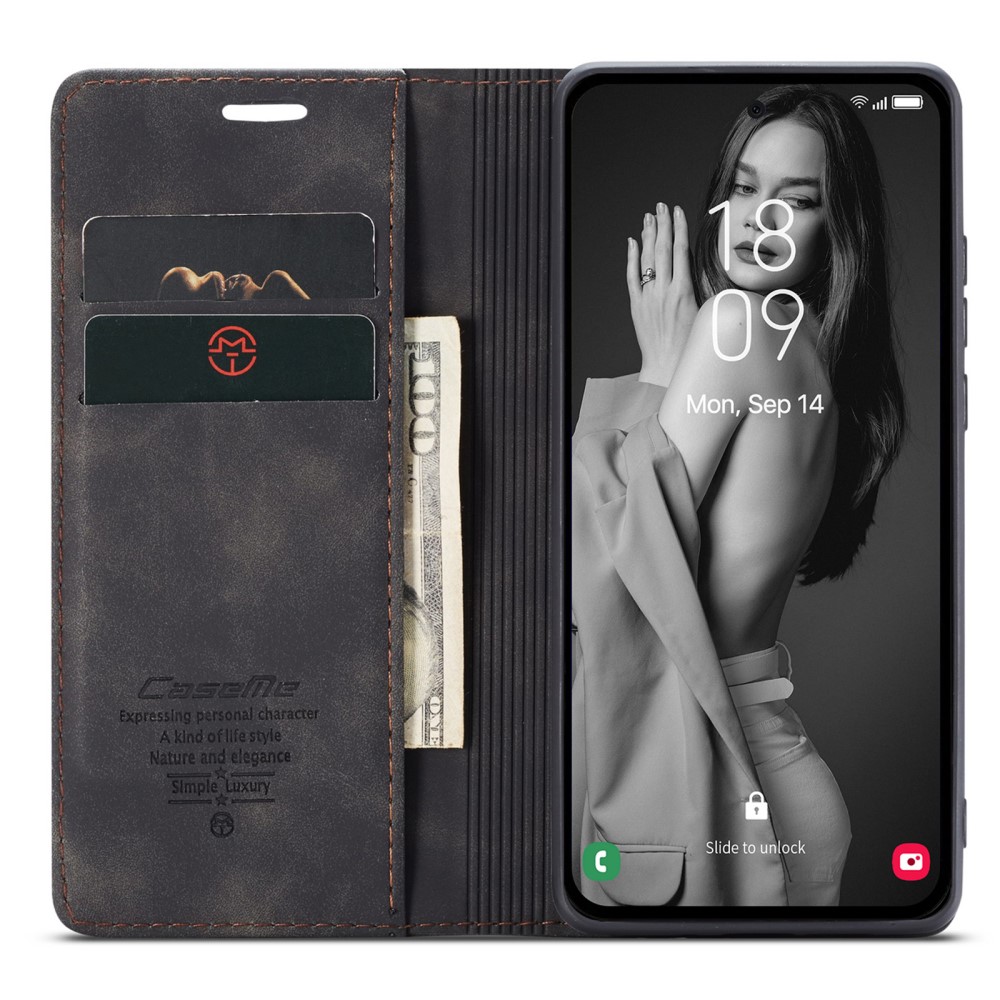 CASEME CASEME Galaxy A55 5G Fodral Flip Retro Läder Svart