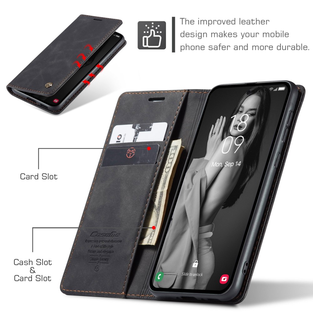 CASEME CASEME Galaxy A55 5G Fodral Flip Retro Läder Svart