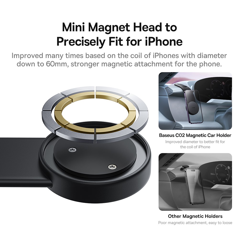 BASEUS Baseus MagSafe Mobilhållare Böjbar För Instrumentbräda Svart