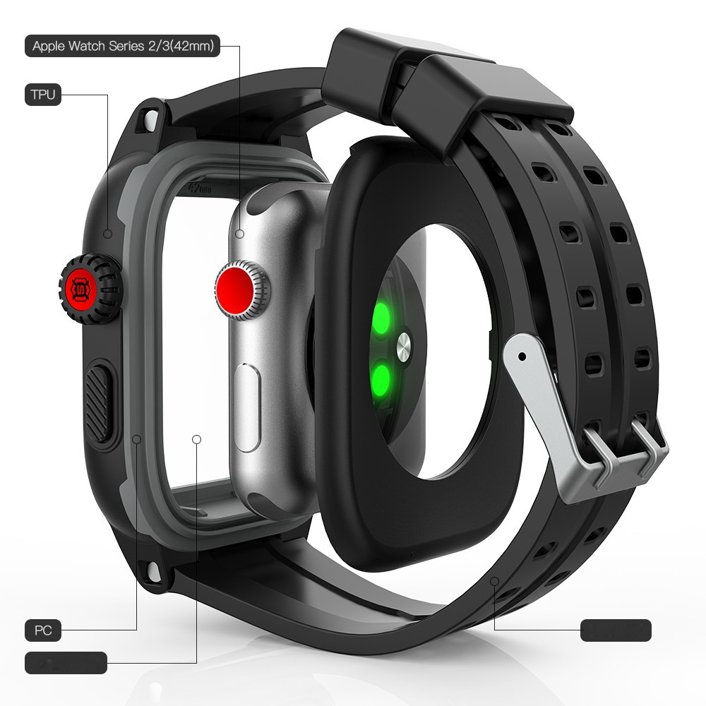 ShellBox ShellBox Armband Apple Watch 42 mm Vattentätt Skal Svart