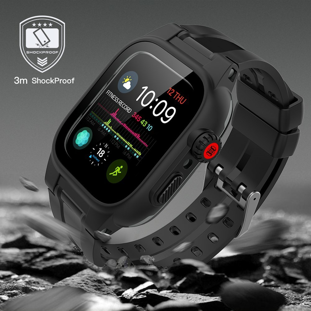 ShellBox ShellBox Armband Apple Watch 44 mm Vattentätt Skal Svart