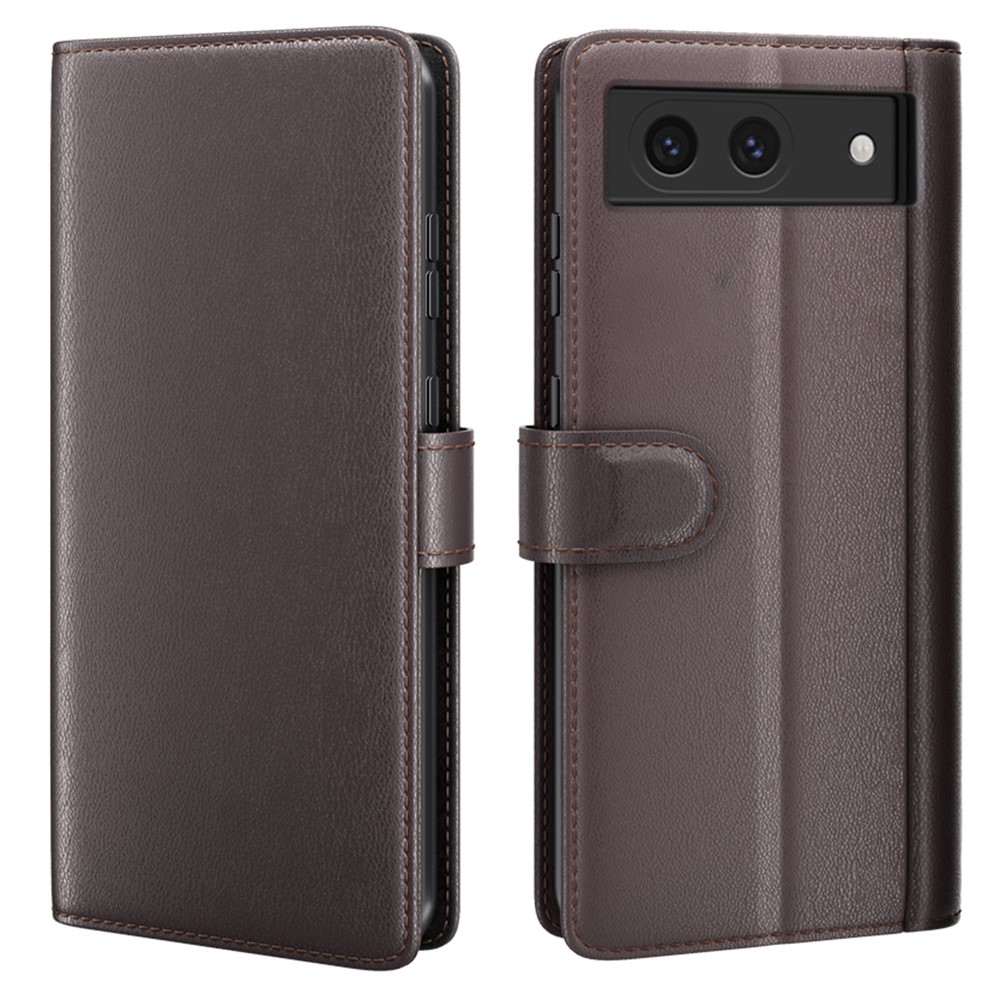  Google Pixel 8A Fodral Premium Äkta Läder Brun
