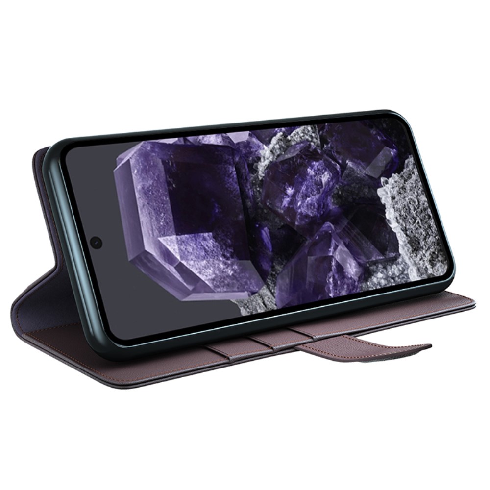 Google Pixel 8A Fodral Premium Äkta Läder Brun