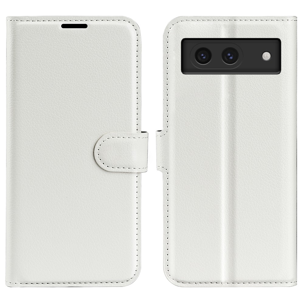  Google Pixel 8A Litchi Läder Fodral Vit