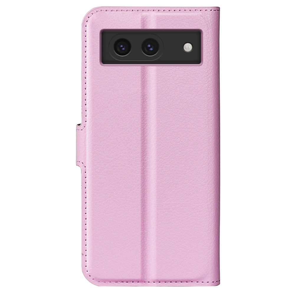  Google Pixel 8A Litchi Läder Fodral Ljus Rosa
