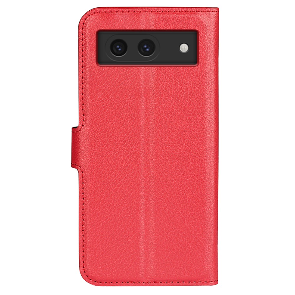  Google Pixel 8A Litchi Läder Fodral Röd