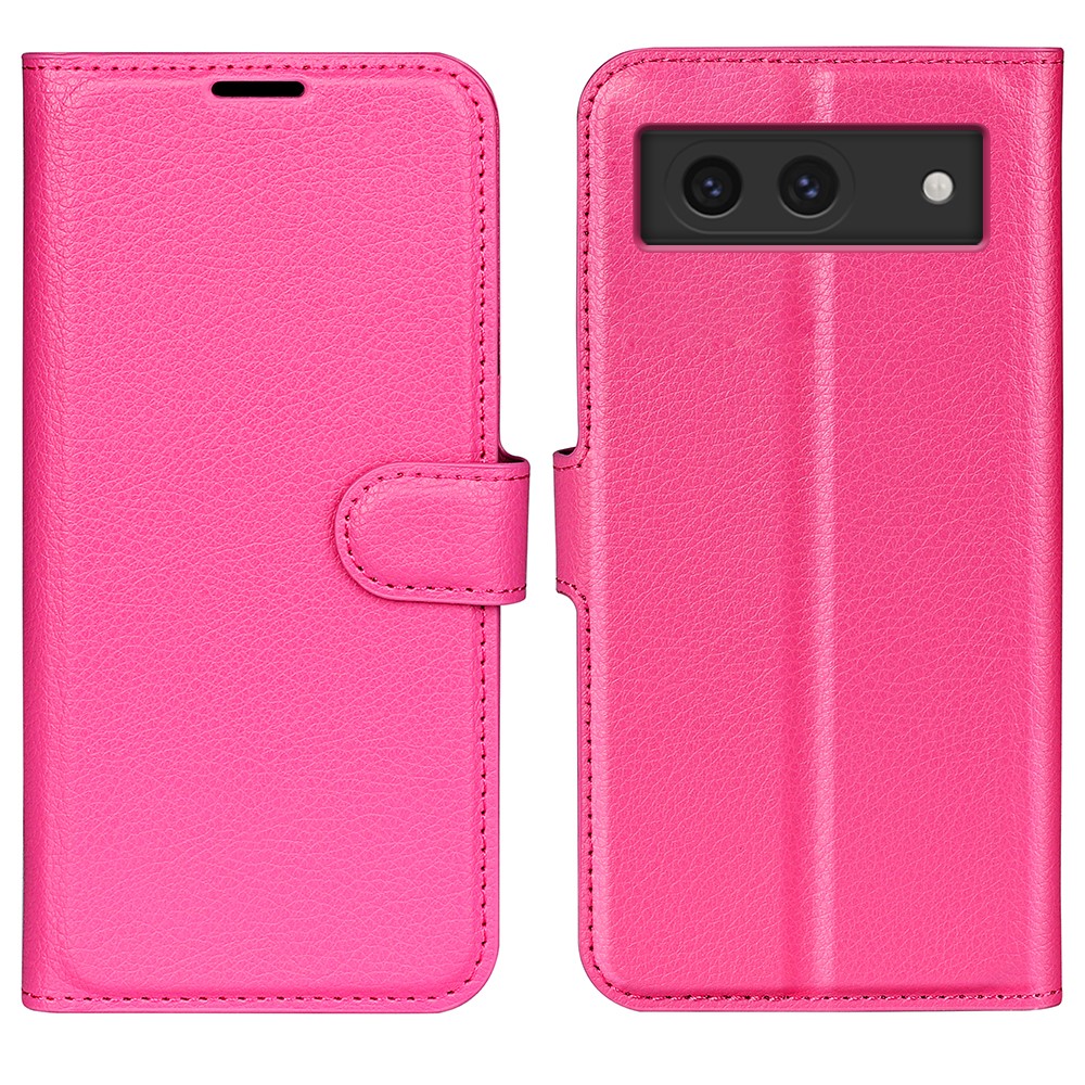  Google Pixel 8A Litchi Läder Fodral Rosa