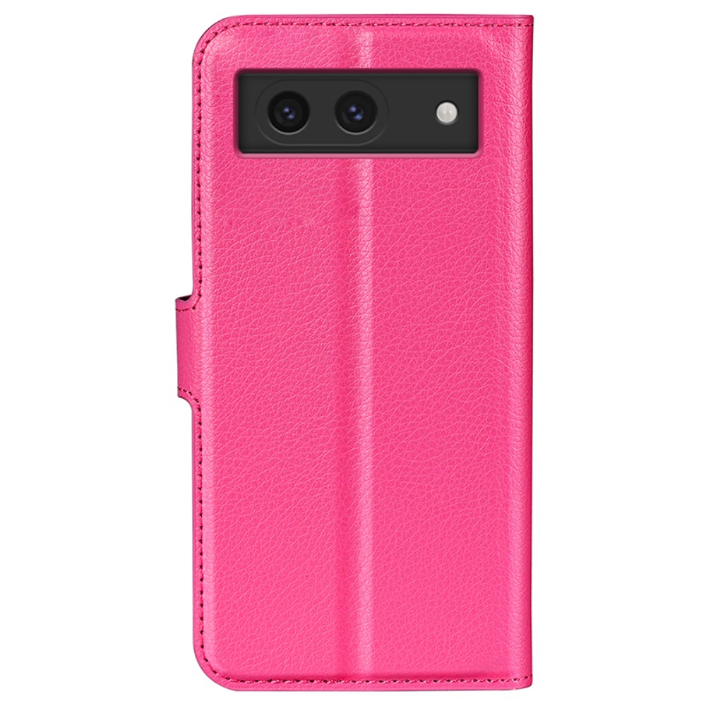 Google Pixel 8A Litchi Läder Fodral Rosa