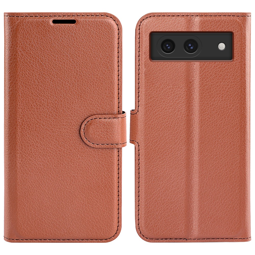  Google Pixel 8A Litchi Läder Fodral Brun
