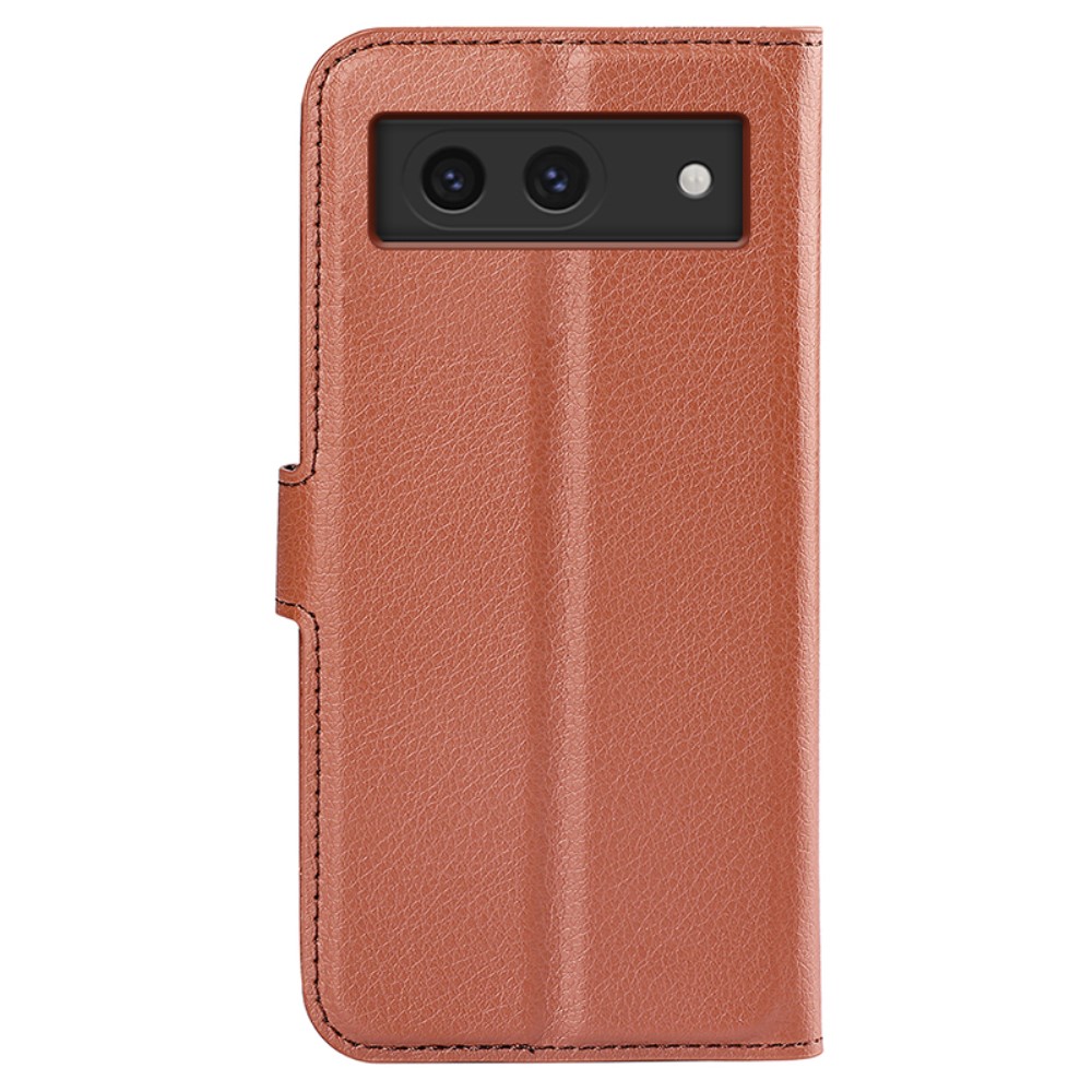  Google Pixel 8A Litchi Läder Fodral Brun