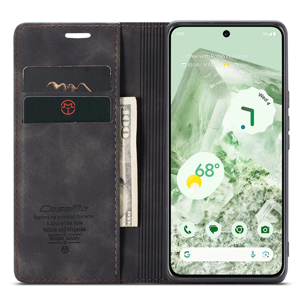 CASEME CASEME Google Pixel 8A Fodral Flip Retro Läder Svart