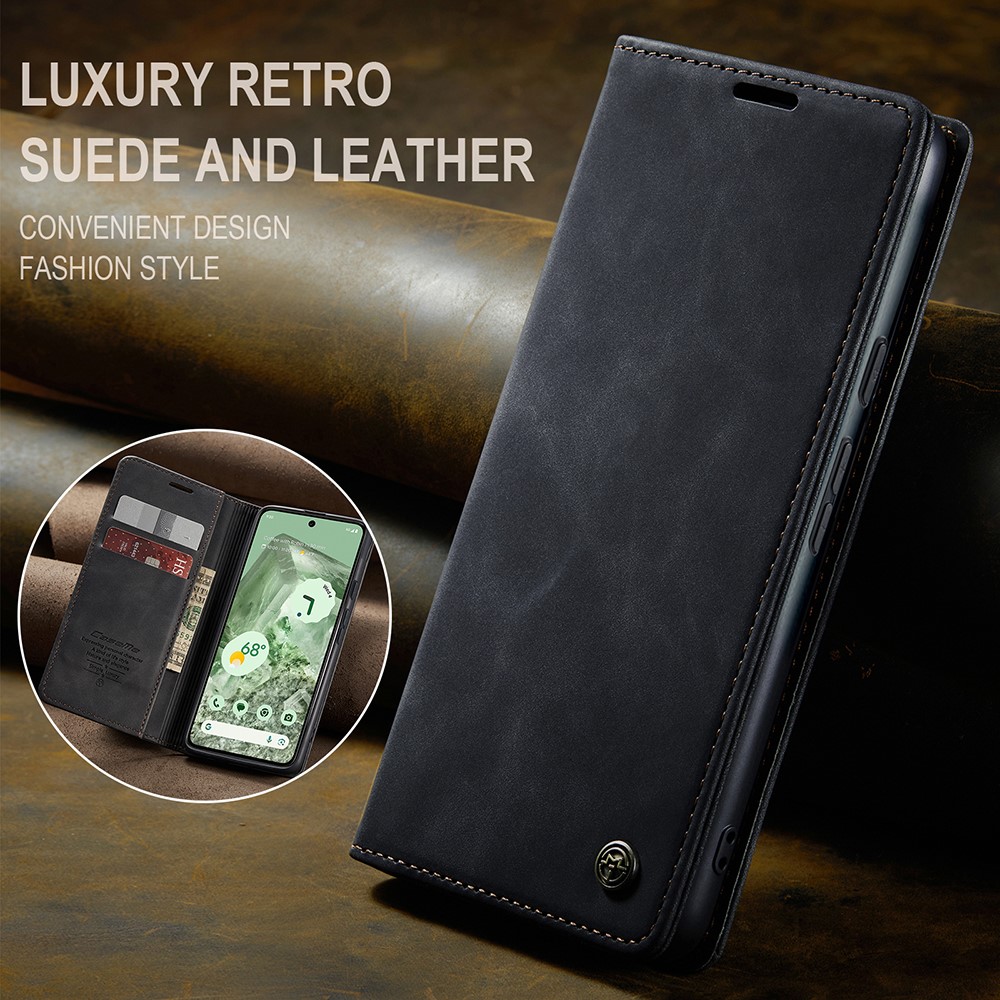 CASEME CASEME Google Pixel 8A Fodral Flip Retro Läder Svart