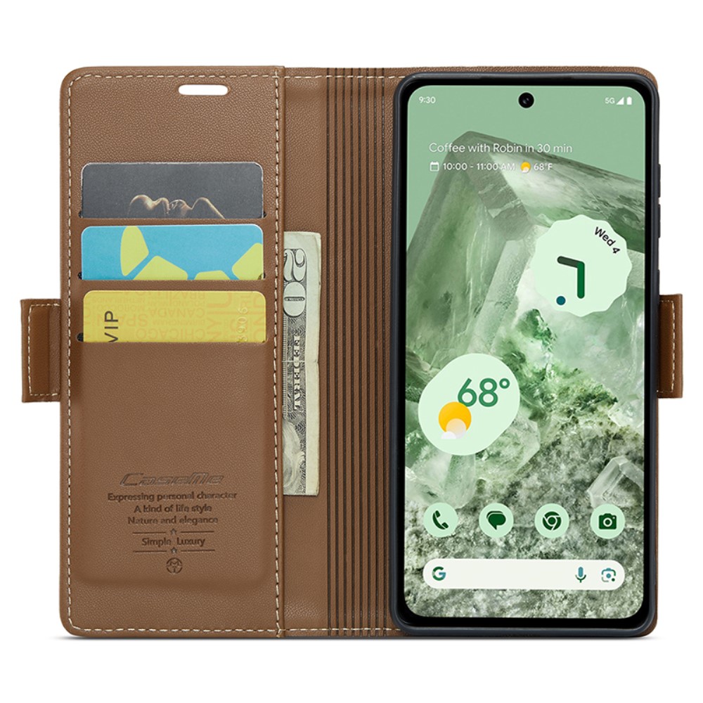 CASEME CASEME Google Pixel 8A Fodral Läder RFID Brun