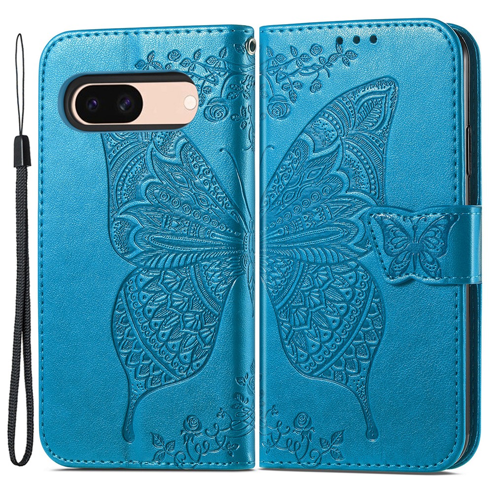  Google Pixel 8A Fodral Butterfly Blå