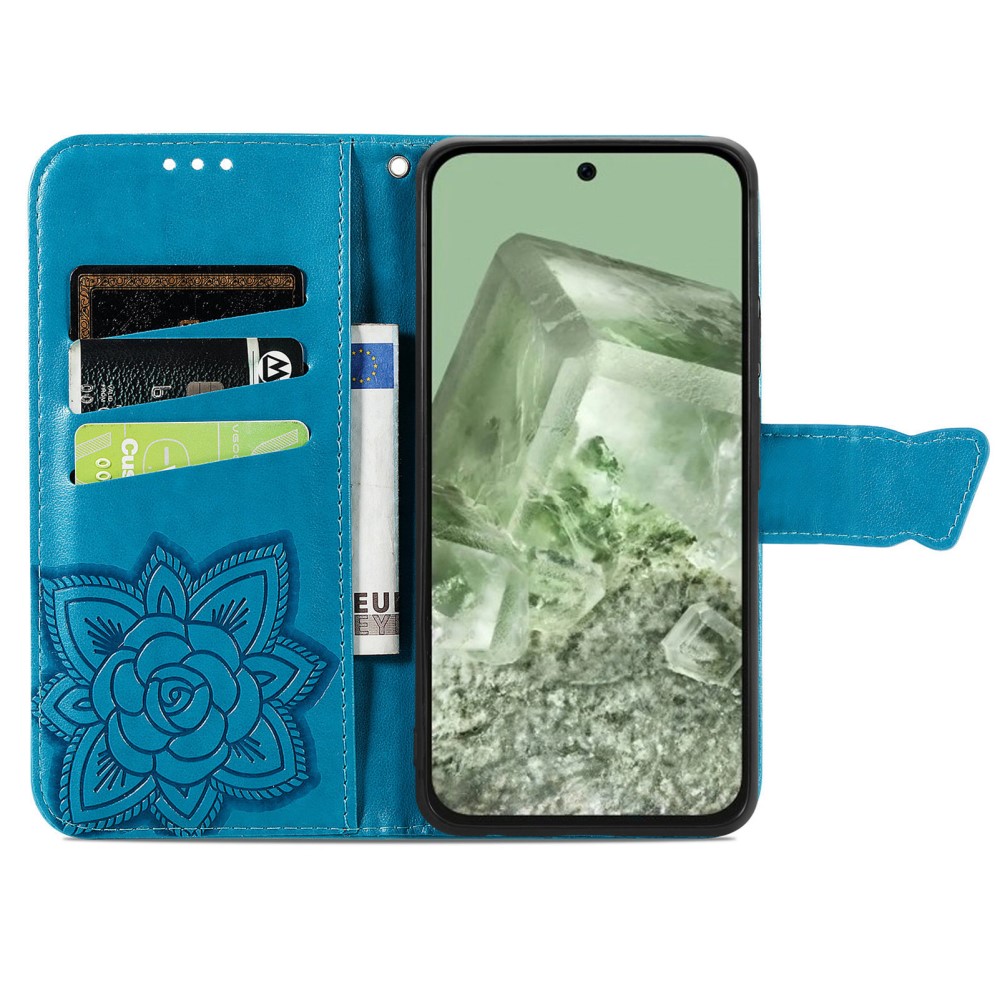  Google Pixel 8A Fodral Butterfly Blå
