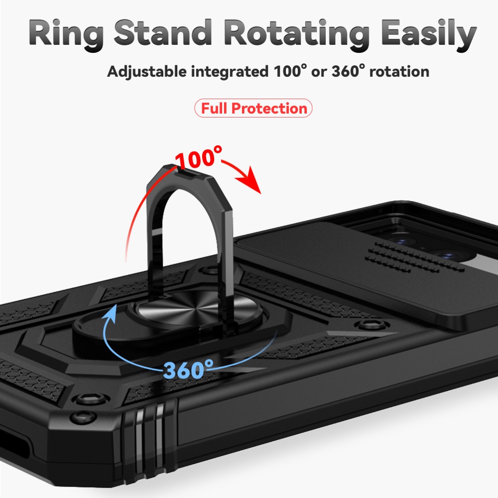  Google Pixel 8A Shockproof Hybrid Armor Ring Skal Svart