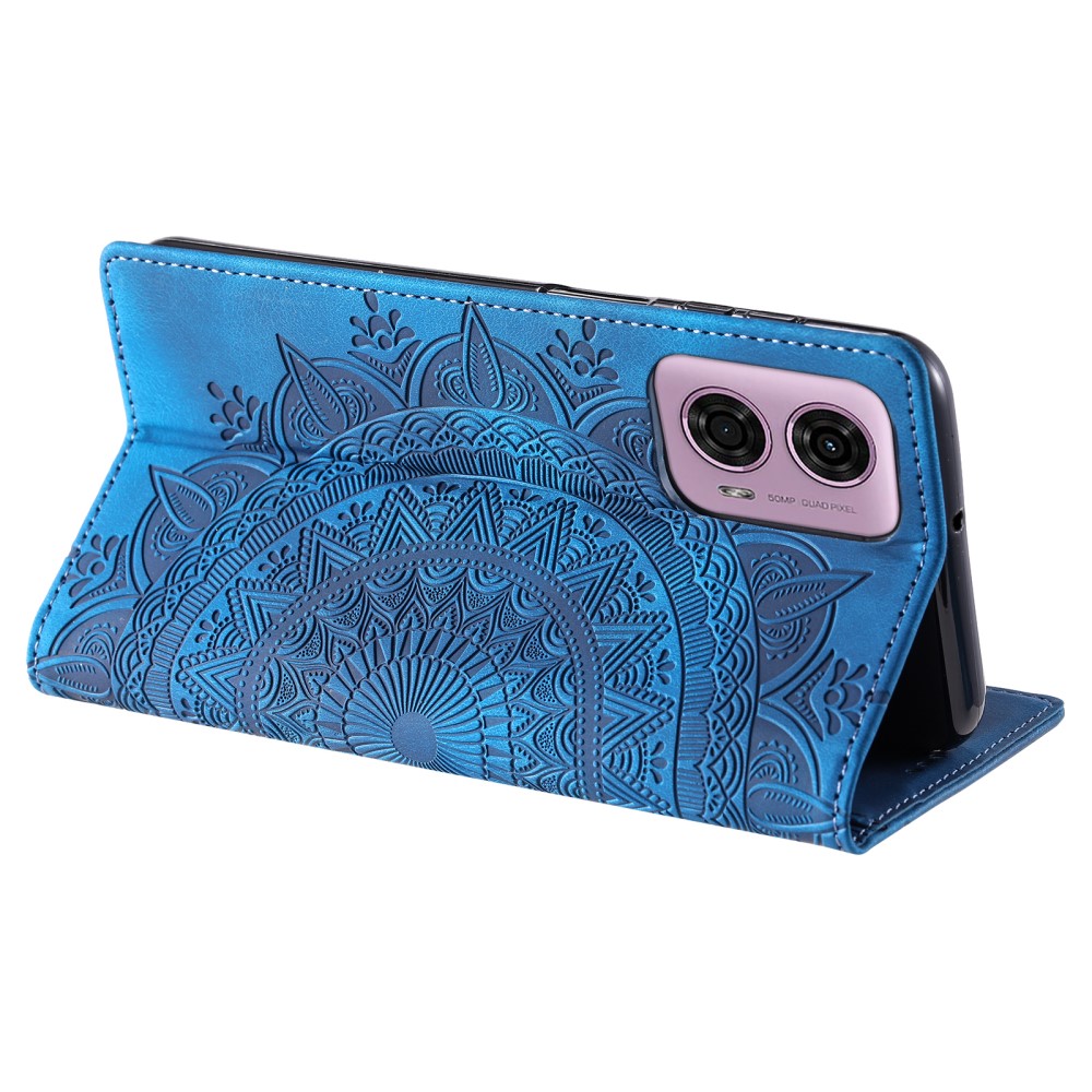  Motorola Moto G04 4G/G24 4G Fodral Filp Mandala Blå
