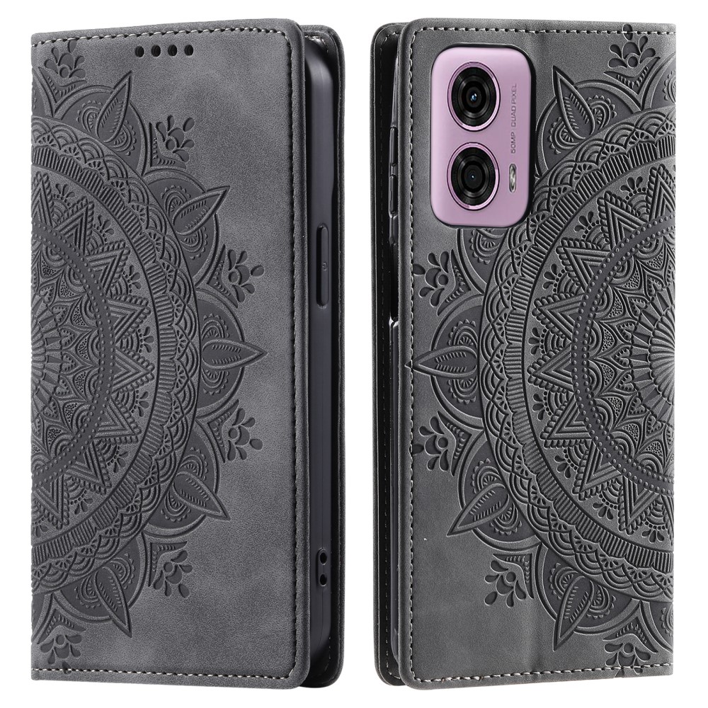  Motorola Moto G04 4G/G24 4G Fodral Filp Mandala Grå