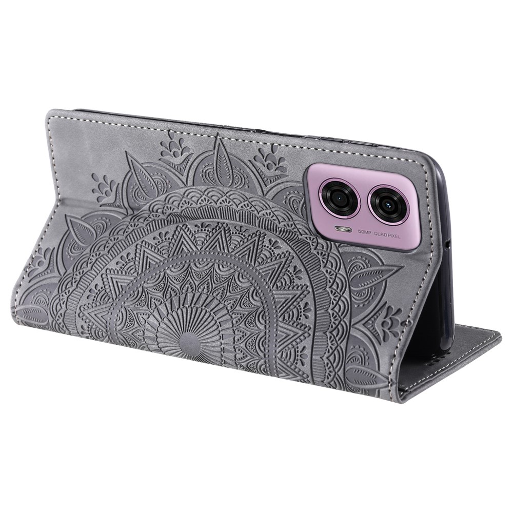  Motorola Moto G04 4G/G24 4G Fodral Filp Mandala Grå