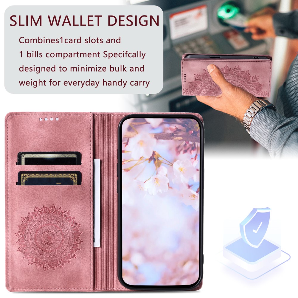 Motorola Moto G04 4G/G24 4G Fodral Filp Mandala Roséguld