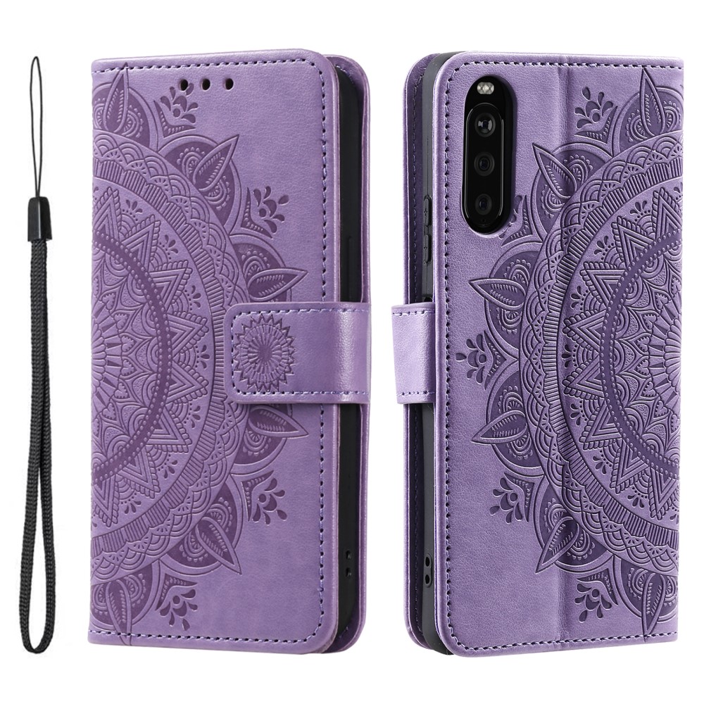  Sony Xperia 10 VI Mandala Läder Fodral Lila