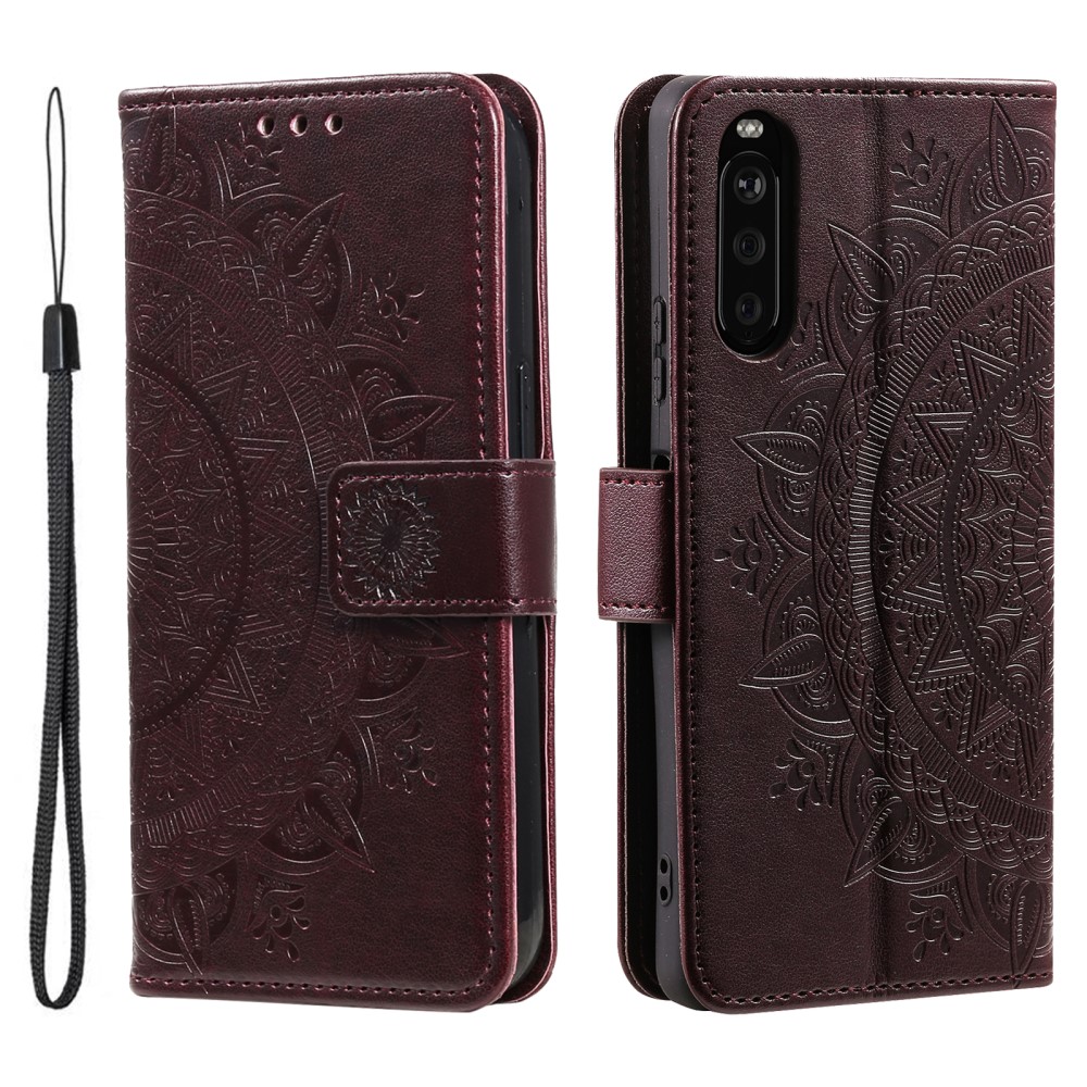  Sony Xperia 10 VI Mandala Läder Fodral Brun
