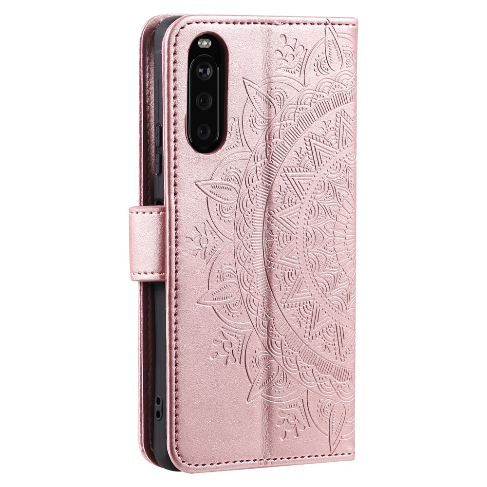  Sony Xperia 10 VI Mandala Läder Fodral Roséguld