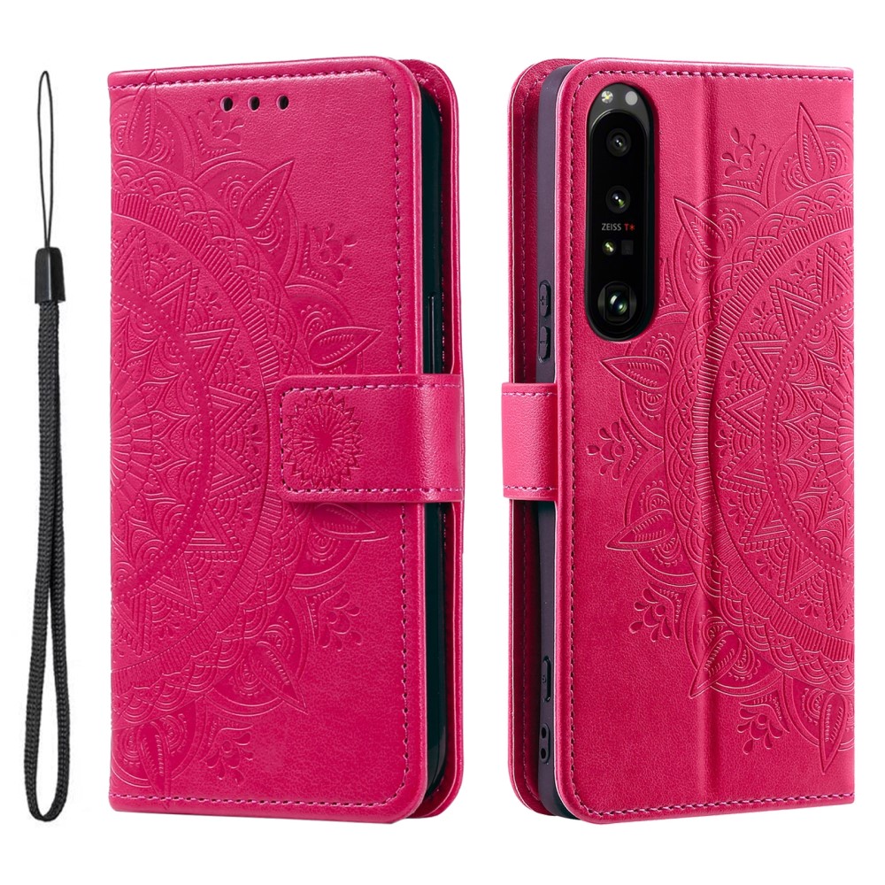  Sony Xperia 1 VI Mandala Läder Fodral Rosa