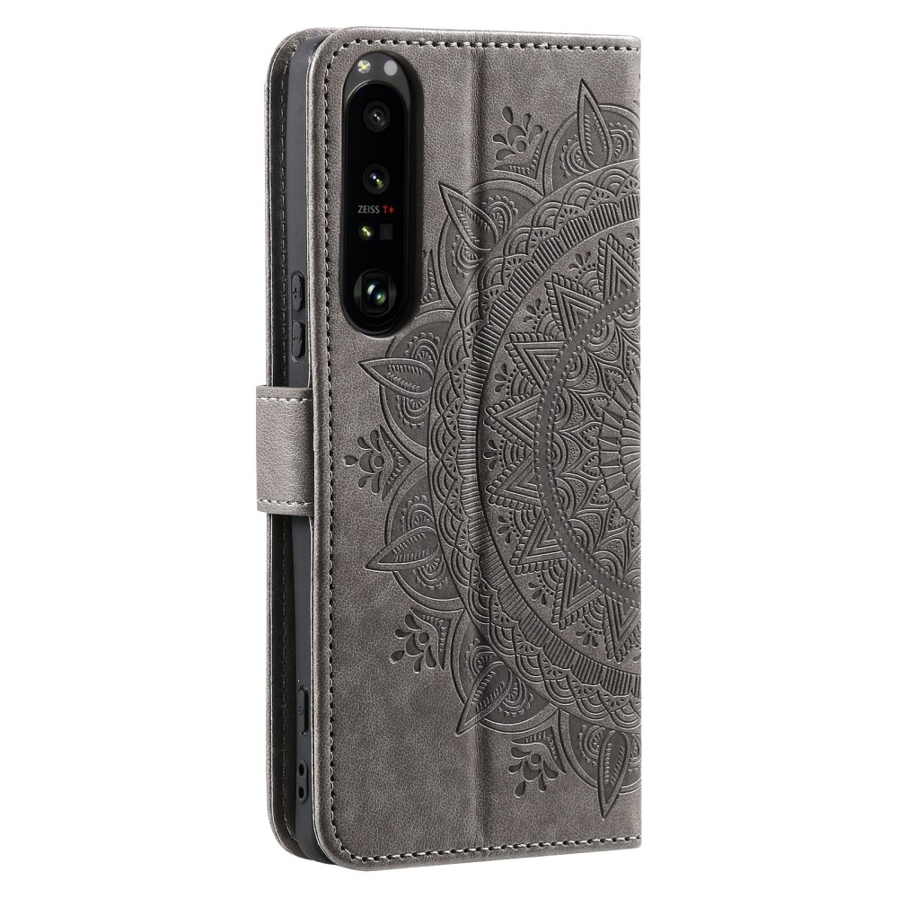  Sony Xperia 1 VI Mandala Läder Fodral Grå