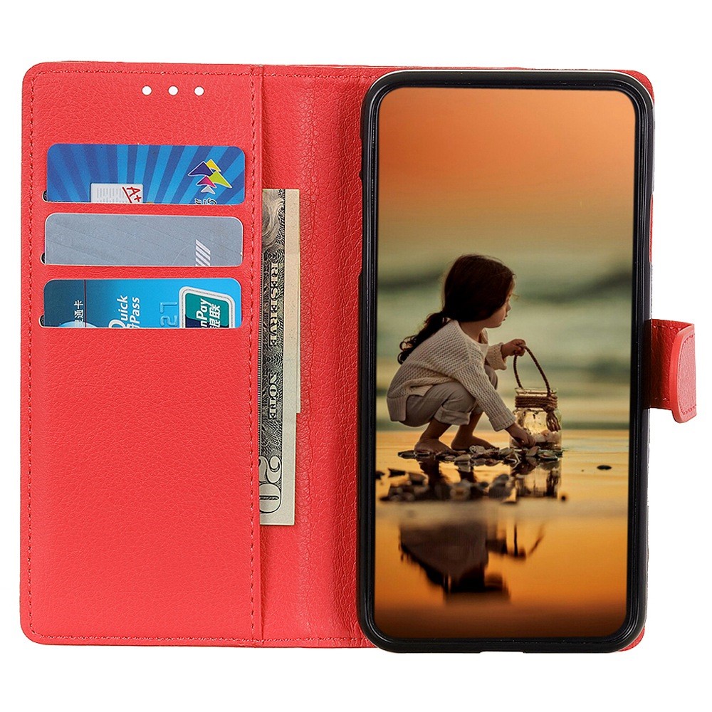  Motorola Moto G04 4G/G24 4G Litchi Läder Fodral Röd
